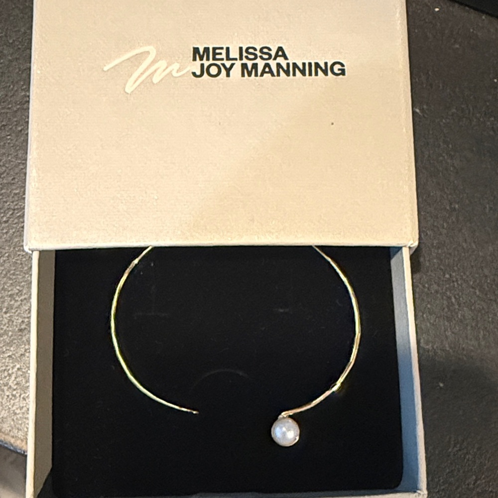 Melissa Joy Manning Gold Bracelet with White Pearl